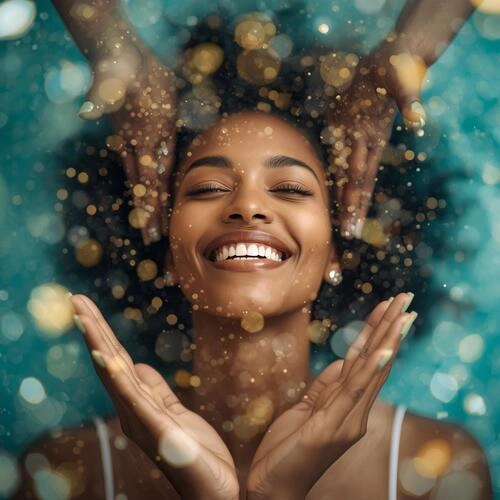 Große Energiereinigung – Online Energiearbeit mit Nicole Maier Frau genießt entspannte Wellness-Anwendung – symbolisch für die tiefe Energie-Harmonisierung in der Großen Energiereinigung