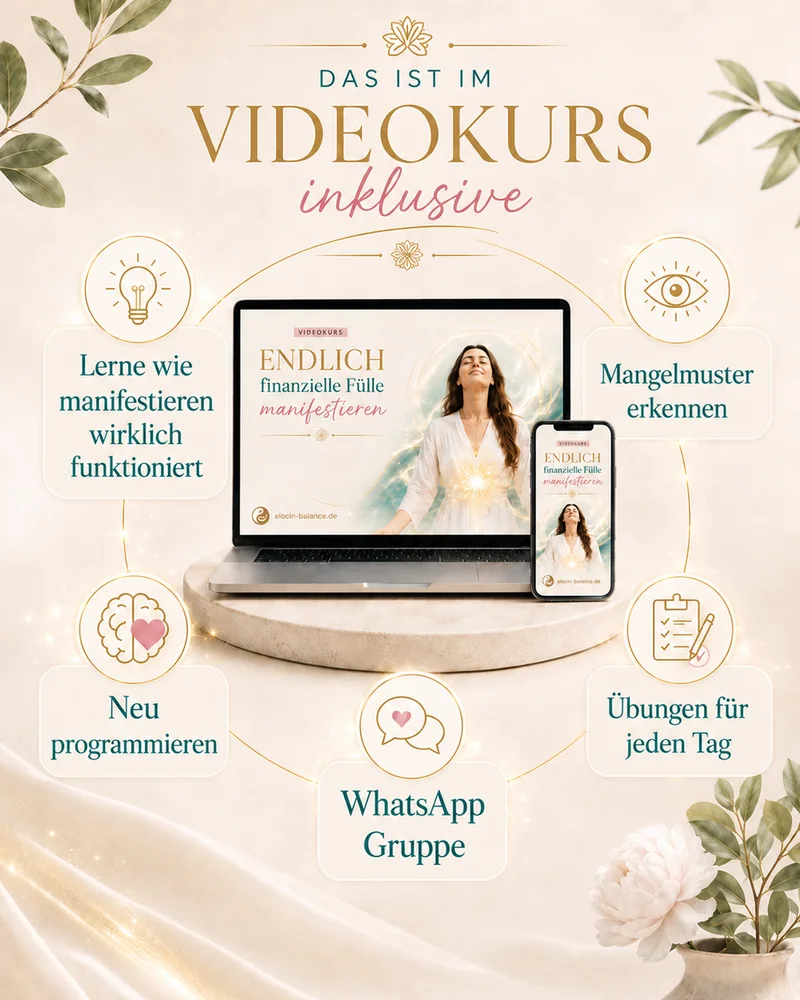 Übersicht der Inhalte im Videokurs Endlich finanzielle Fülle manifestieren –